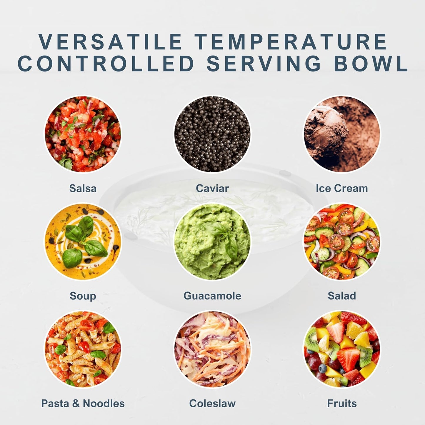 Dip Chiller Bowl - Large 70oz Capacity - Frozen Ice Stainless Steel Party Serving Bowl - Insulated Dip Dish Platter Keeps Salsa, Guacamole, Condiments, Sauces, Salad & Food Hot or Cold (2 Bowls)