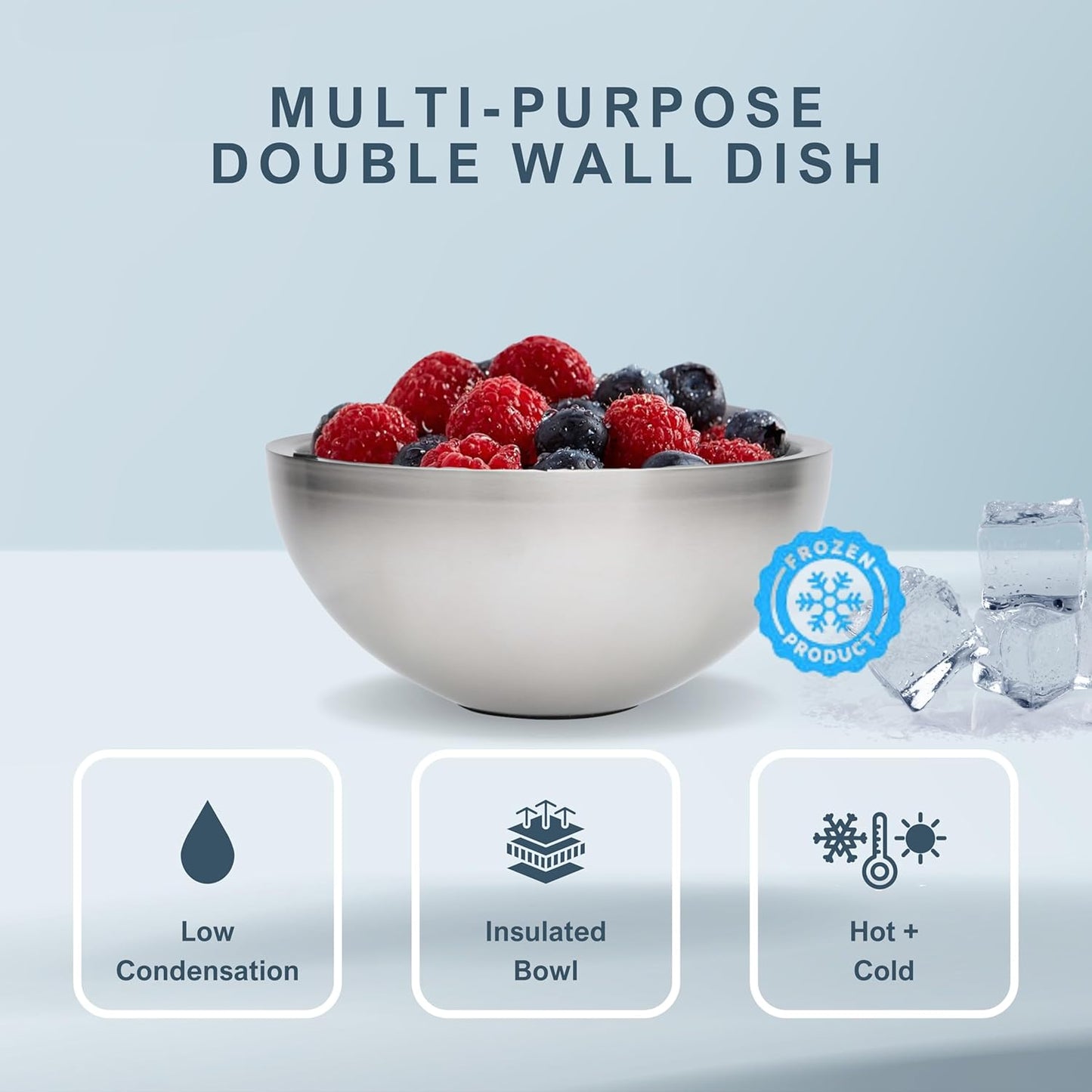 Dip Chiller Bowl - Large 35oz Capacity - Frozen Ice Stainless Steel Party Serving Bowl (2 Bowls)