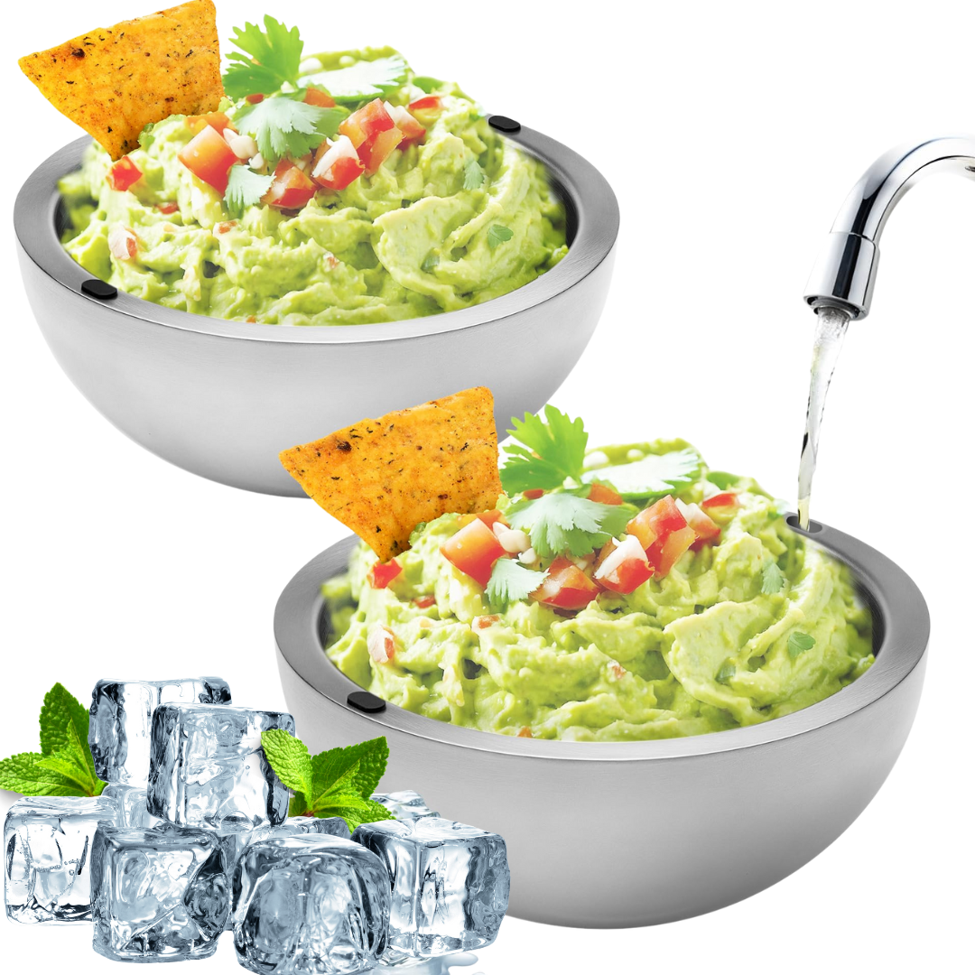 KoolCool Summer Frost Bowl - Large 35oz Capacity - Frozen Ice Stainless Steel Party Serving Bowl (2 Bowls)